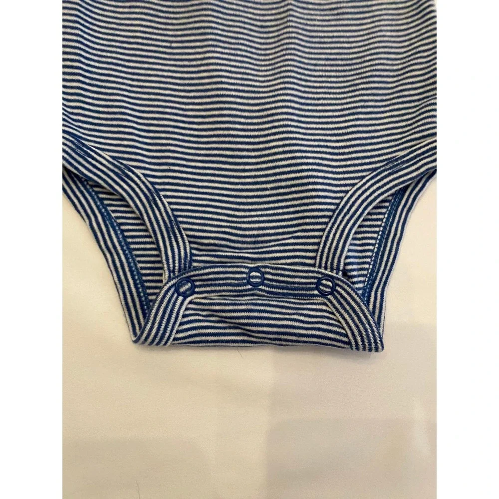 Carters Girls Striped Nautical Ruffle Bodysuit Size 12M Blue White